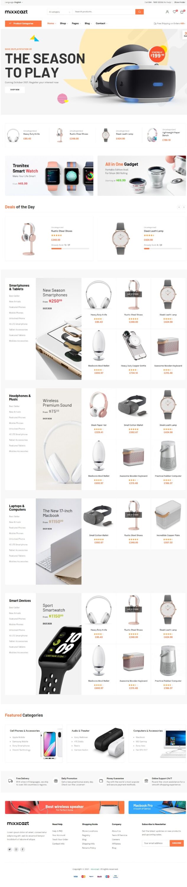 Mẫu Website Bán Hàng Công Nghệ – Mixxcazt