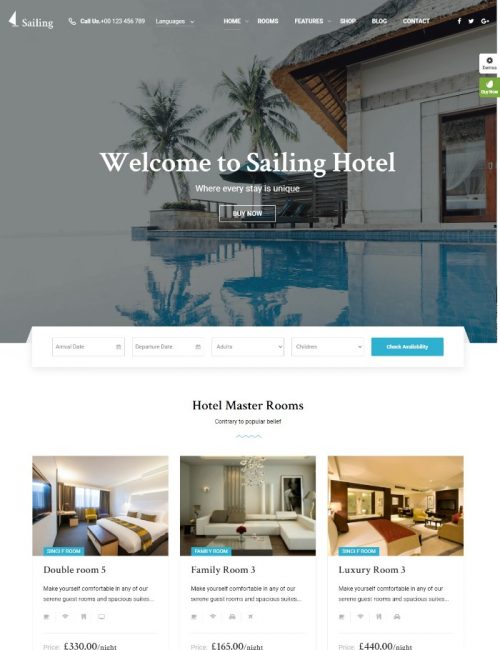 Mẫu Website Khách Sạn -Hotels Sailing