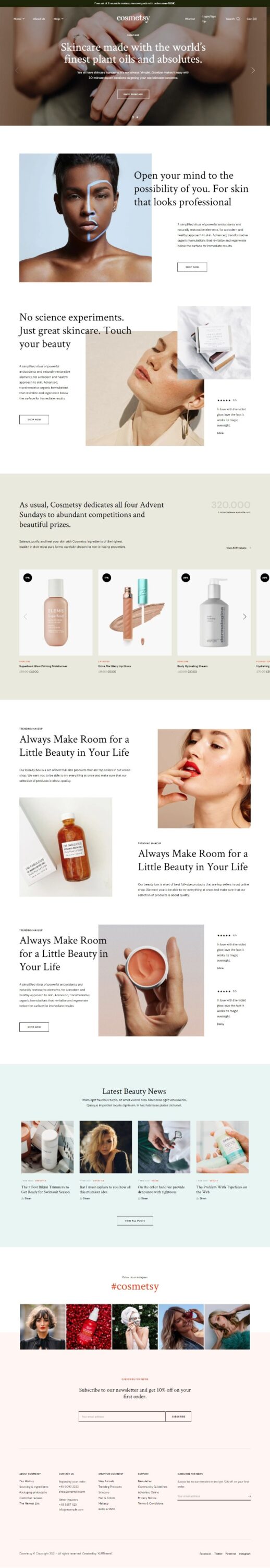 Mẫu Website Bán Hàng Mỹ Phẩm – Cosmetsy
