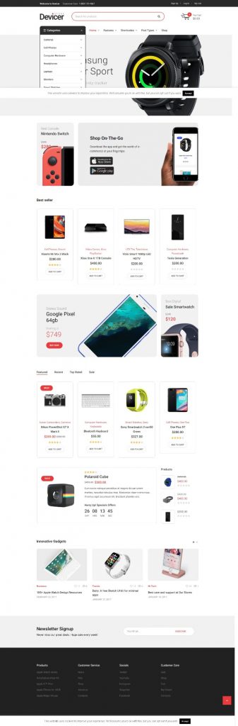 Mẫu Website Bán Hàng Công Nghệ – Devicer Home 2