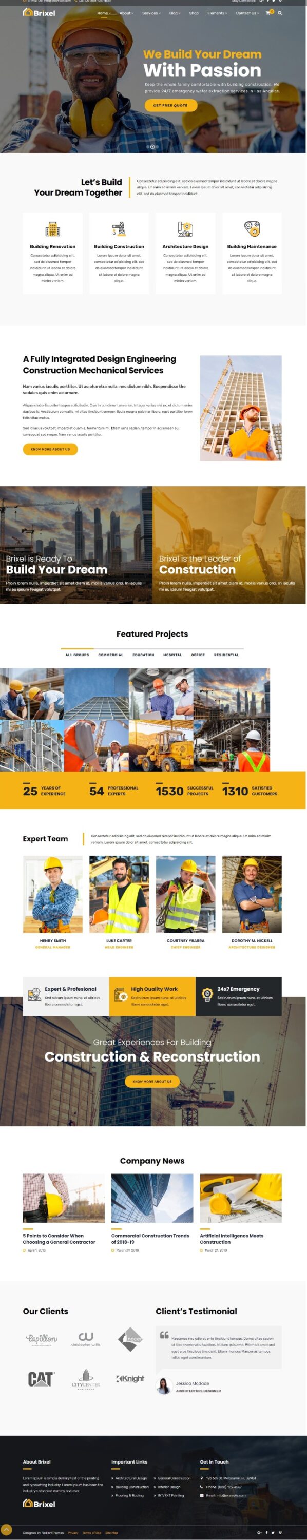 Mẫu Website Xây Dựng – Brixel