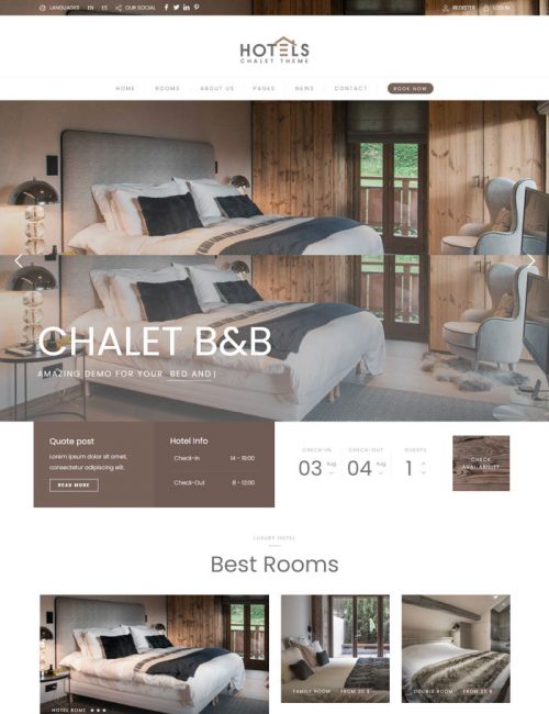 Mẫu website dịch vụ khách sạn - Hotel Chalet
