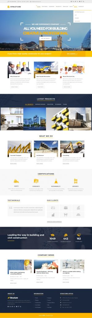 Mẫu Website Giới Thiệu Công Ty Công Nghiệp – Structure