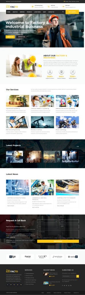 Mẫu Website Giới Thiệu Công Ty Công Nghiệp – Facto