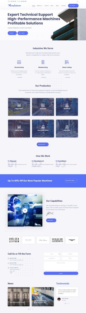 Mẫu Website Giới Thiệu Công Ty Công Nghiệp – Manufacturer
