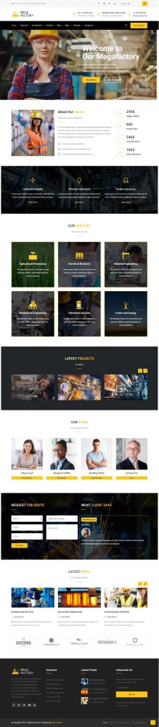 Mẫu Website Giới Thiệu Công Ty Công Nghiệp – Mega Factory
