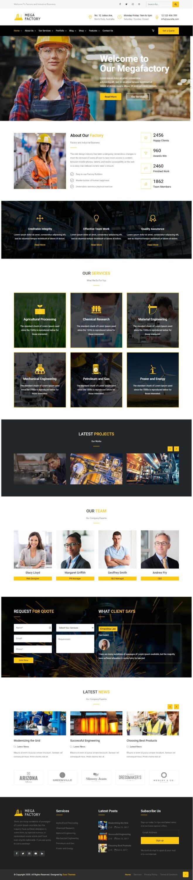 Mẫu Website Giới Thiệu Công Ty Công Nghiệp – Mega Factory