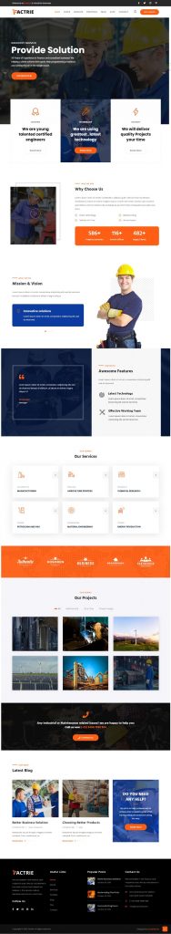 Mẫu Website Giới Thiệu Công Ty Công Nghiệp – Factrie