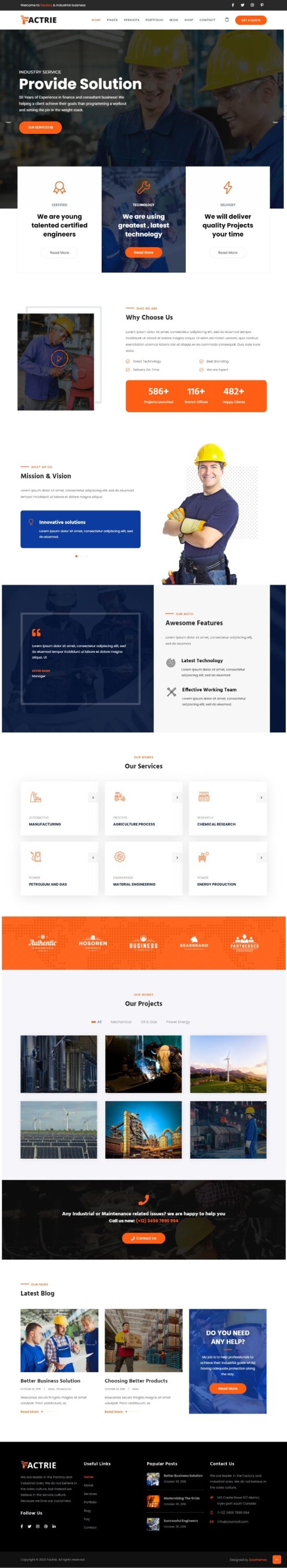 Mẫu Website Giới Thiệu Công Ty Công Nghiệp – Factrie
