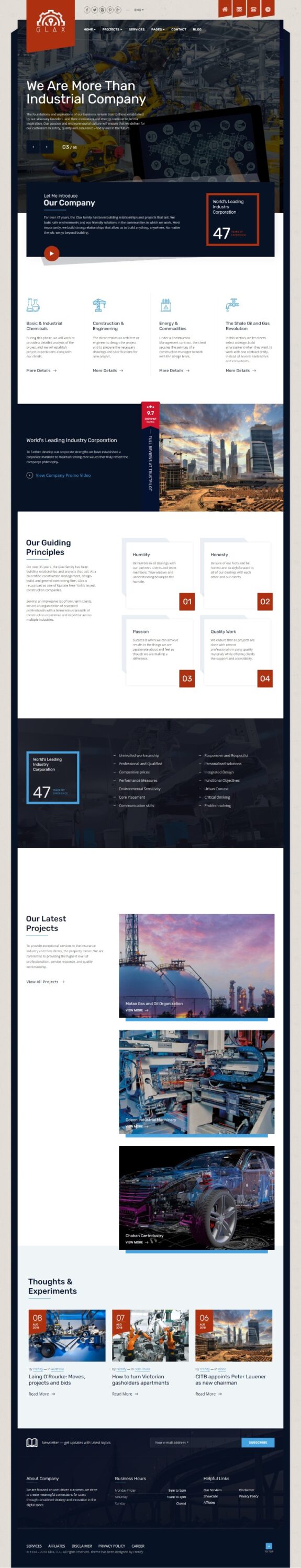 Mẫu Website Giới Thiệu Công Ty Công Nghiệp – Glax