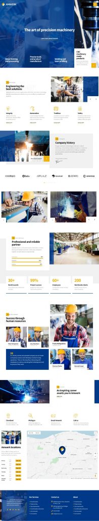 Mẫu Website Giới Thiệu Công Ty Công Nghiệp – Amwerk