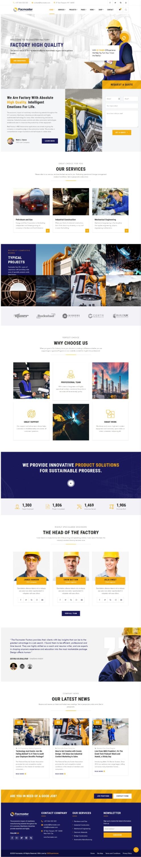 Mẫu Website Giới Thiệu Công Ty Công Nghiệp – Facmaster