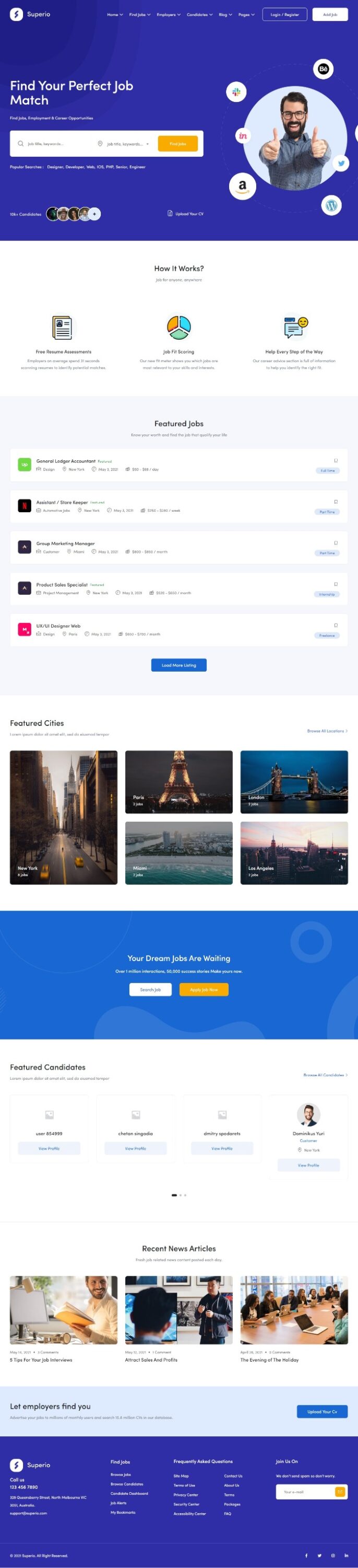 Mẫu Website Dịch Vụ Tuyển Dụng – Superio