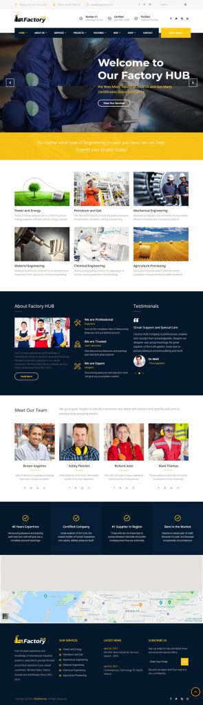 Mẫu Website Giới Thiệu Công Ty Công Nghiệp – Factory HUB
