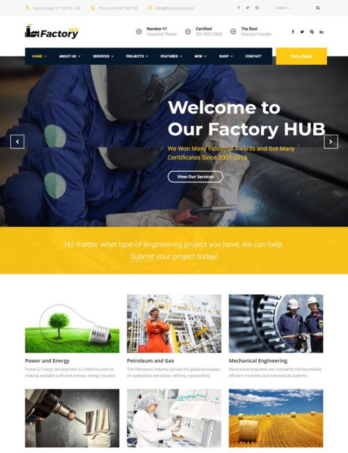 Mẫu Website Giới Thiệu Công Ty Công Nghiệp - Factory HUB
