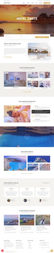 Mẫu website dịch vụ khách sạn – Hotel Zaten