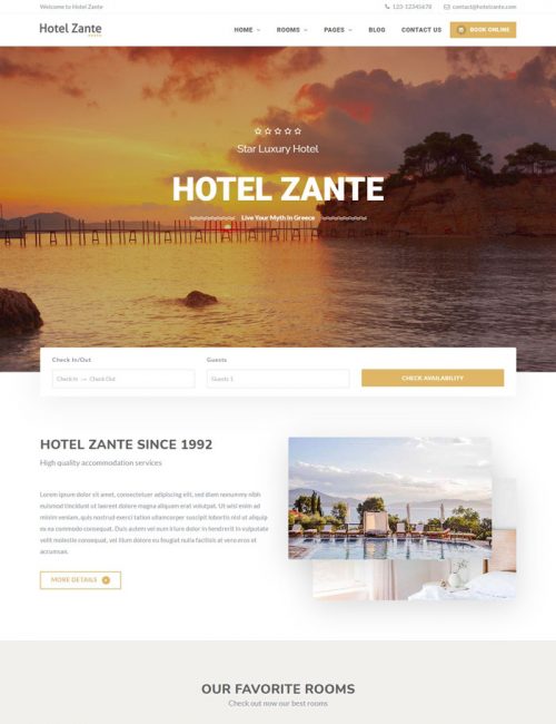Mẫu website dịch vụ khách sạn - Hotel Zaten