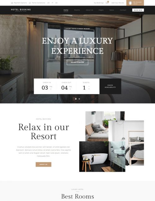 Mẫu website dịch vụ khách sạn - Hotel Booking