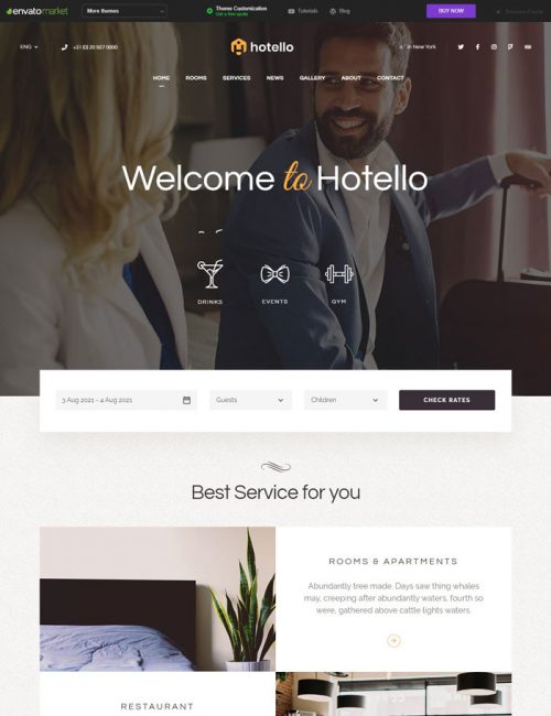 Mẫu website dịch vụ khách sạn - Hotello