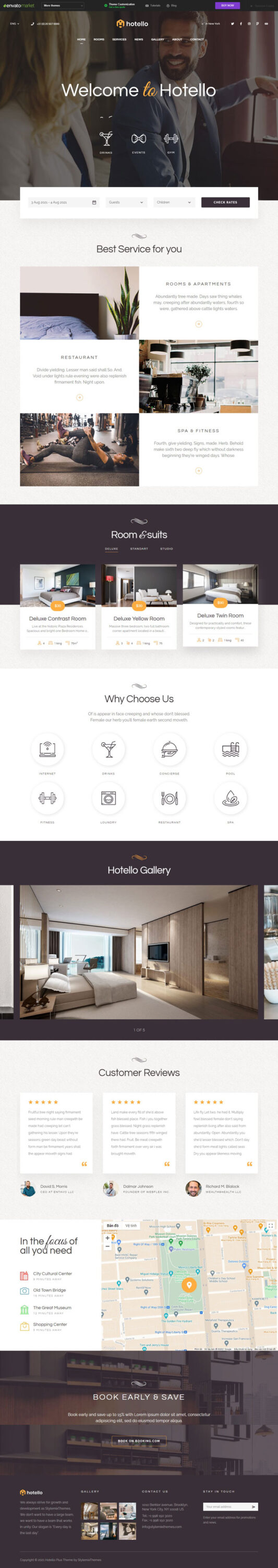 Mẫu website dịch vụ khách sạn – Hotello
