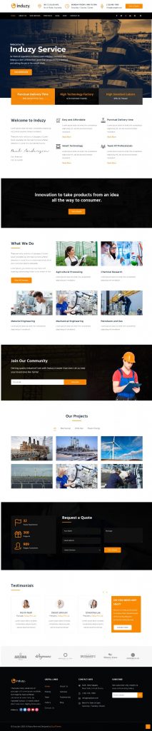 Mẫu Website Giới Thiệu Công Ty Công Nghiệp – Induzy
