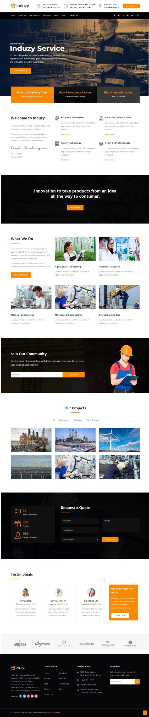 Mẫu Website Giới Thiệu Công Ty Công Nghiệp – Induzy