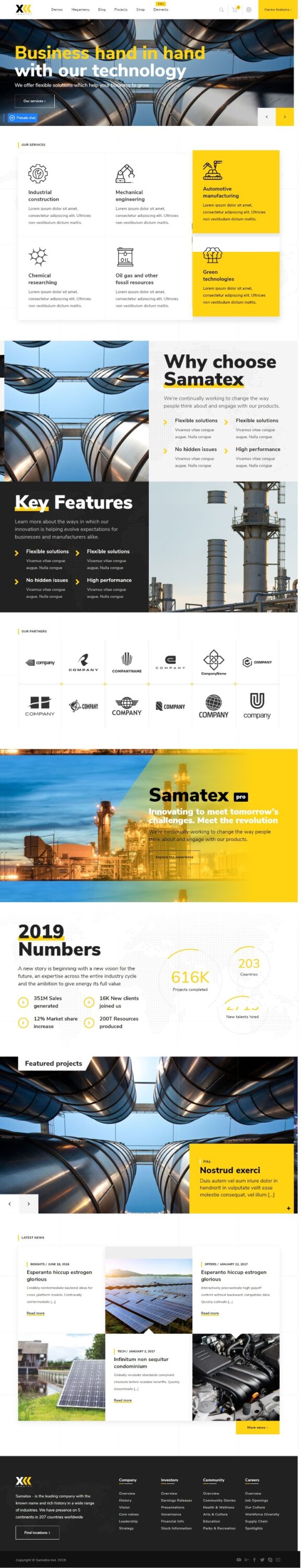Mẫu Website Giới Thiệu Công Ty Công Nghiệp – Samatex