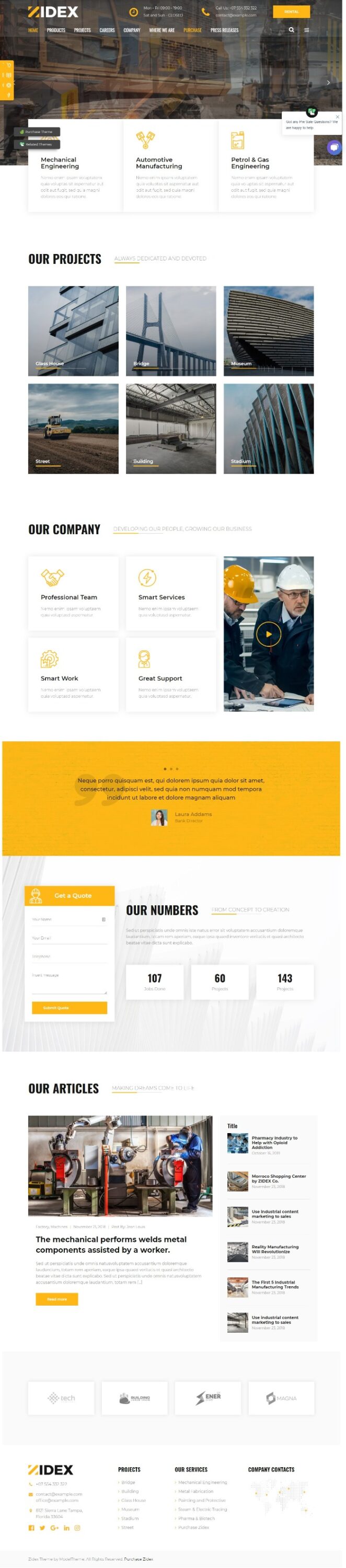 Mẫu Website Giới Thiệu Công Ty Công Nghiệp – Zidex
