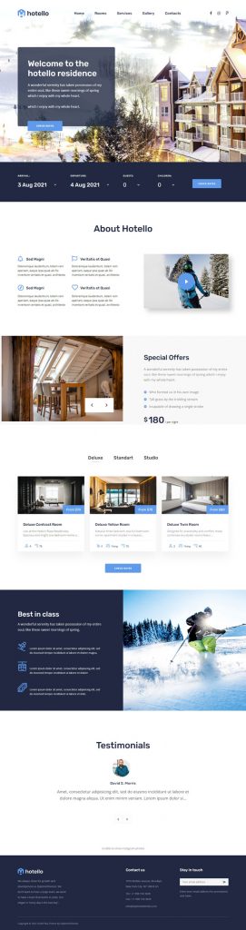 Mẫu website dịch vụ khách sạn – Hotello Alpen