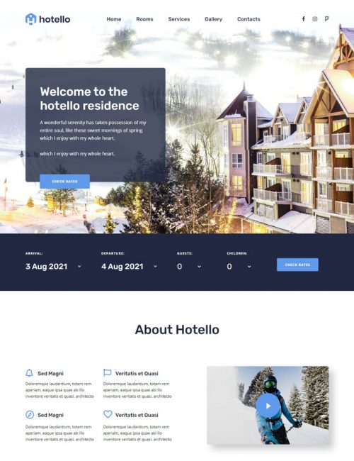 Mẫu website dịch vụ khách sạn - Hotello Alpen