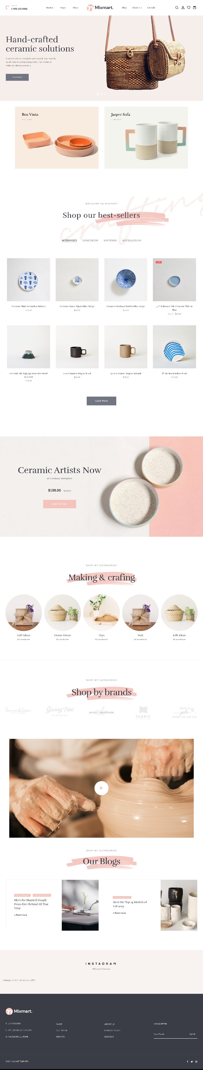 Mẫu Website Bán Hàng Handmade Mixmart Home 3