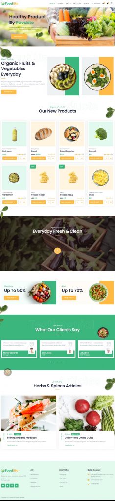 Mẫu website bán hàng thực phẩm Foodsto Home 2