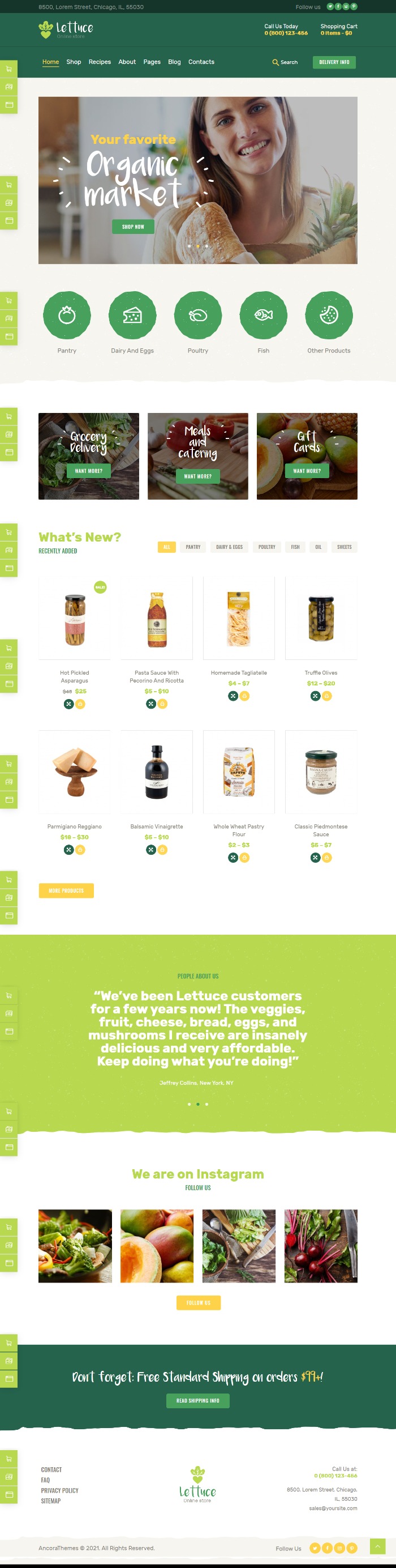 Mẫu website bán hàng thực phẩm Lettuce Home 1
