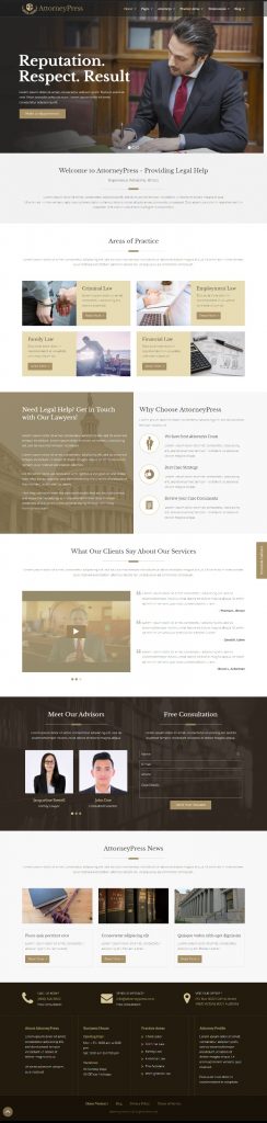 MẪU WEBSITE CÔNG TY LUẬT – ATTORNEY PRESS HOME 3