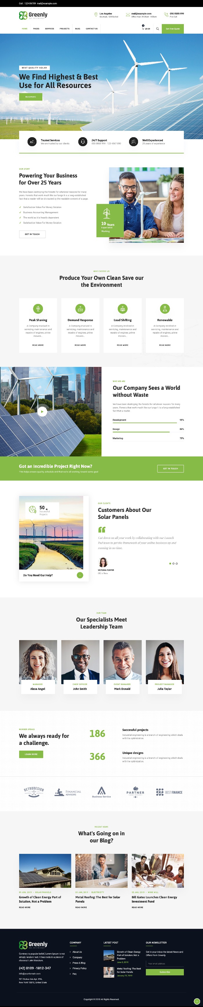 Mẫu Website Dịch Vụ Điện Năng Lượng Mặt Trời Greenly