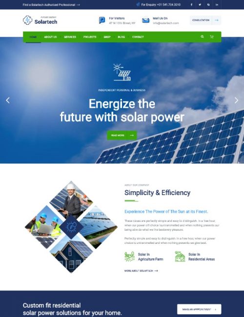 Mẫu Website Dịch Vụ Điện Năng Lượng Mặt Trời Solar Tech