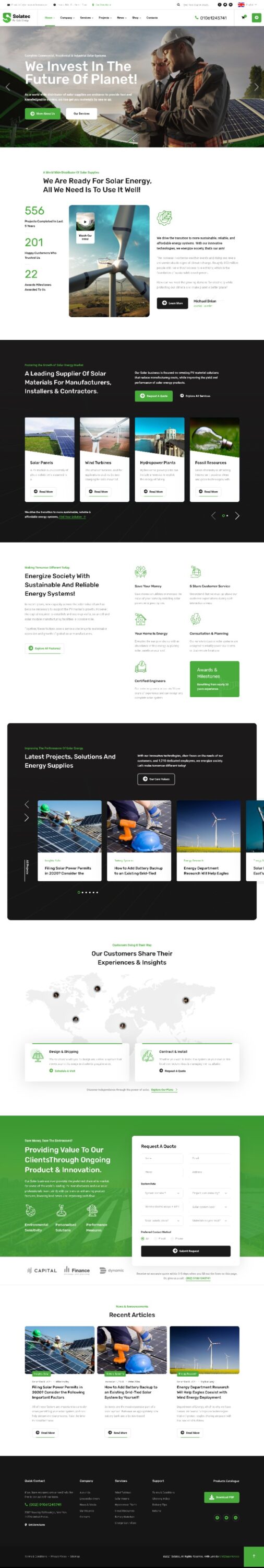 Mẫu Website Dịch Vụ Điện Năng Lượng Mặt Trời Solatec