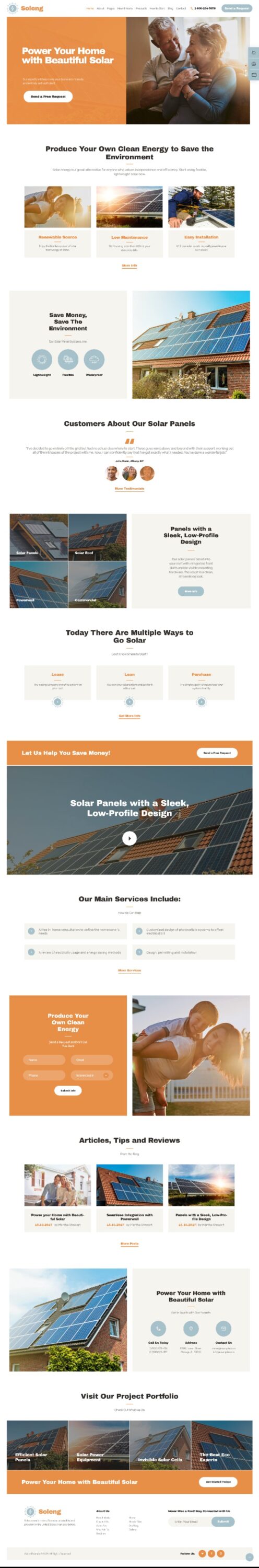 Mẫu Website Dịch Vụ Điện Năng Lượng Mặt Trời Soleng