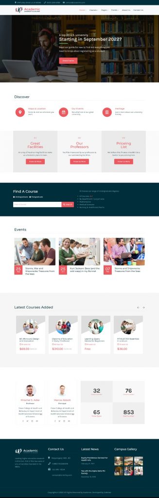 Mẫu website giáo dục – Academic