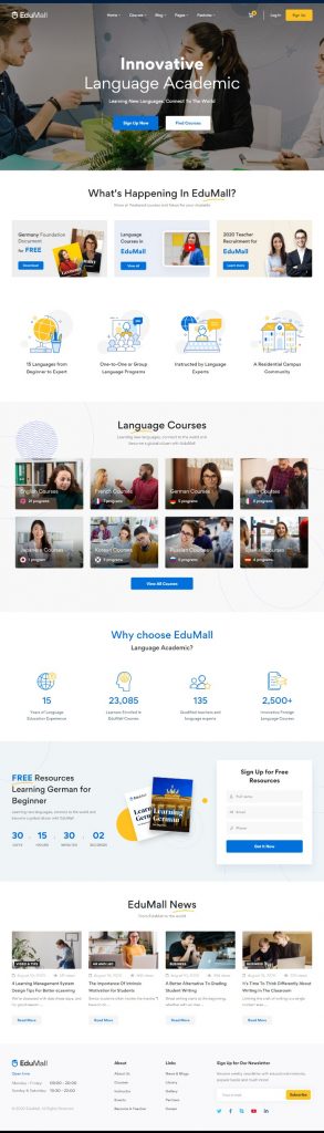Mẫu website giáo dục – Language Academic