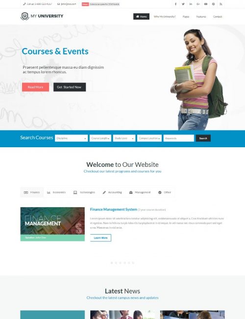 Mẫu website giáo dục - My University