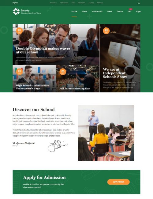 Mẫu website giáo dục - Smarty School