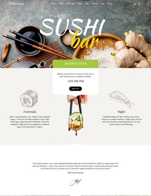 Mẫu Website Nhà Hàng Delicious Sushi Bar