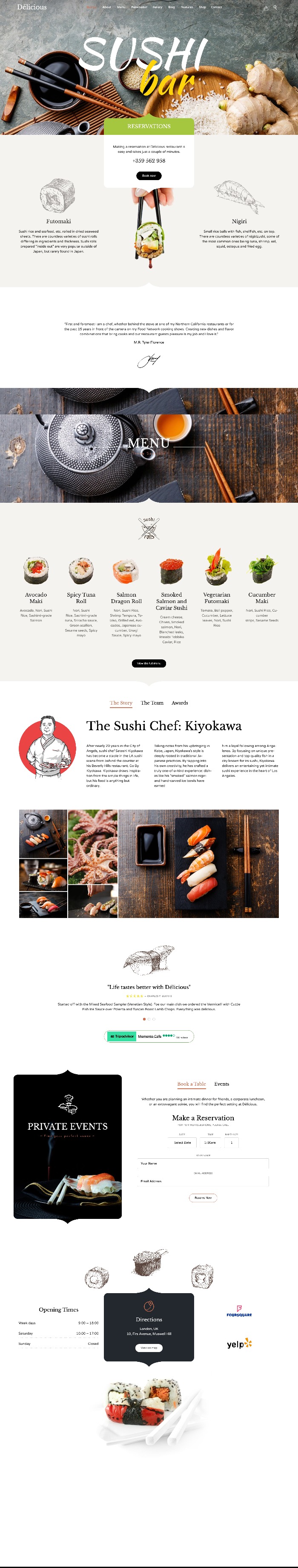 Mẫu Website Nhà Hàng Delicious Sushi Bar