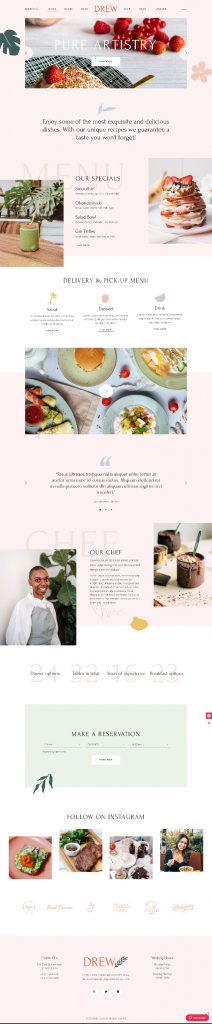 Mẫu Website Nhà Hàng Drew