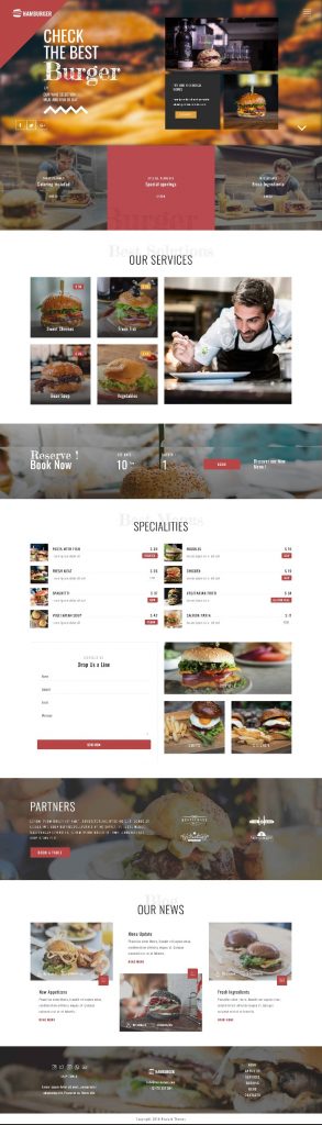 Mẫu Website Nhà Hàng Hamburger