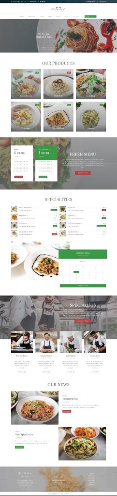 Mẫu Website Nhà Hàng Italian Food