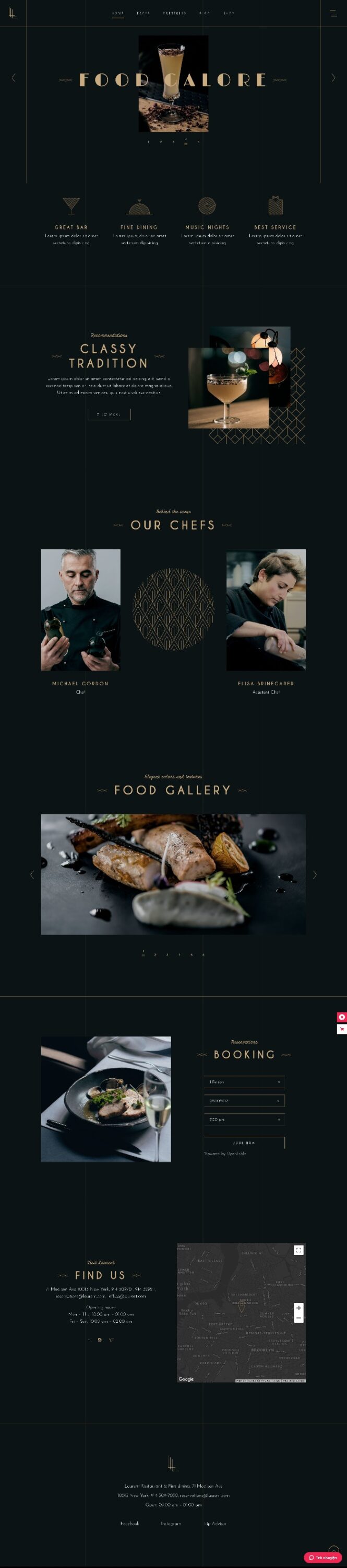 Mẫu Website Nhà Hàng Laurent Haute Cuisine