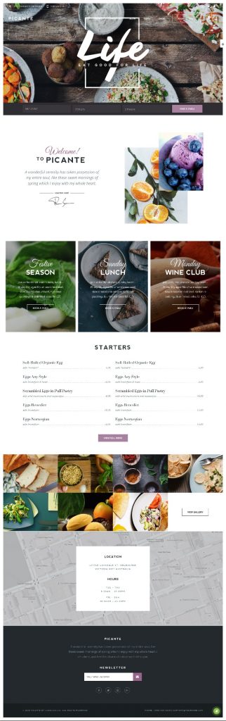 Mẫu Website Nhà Hàng Picante Classic