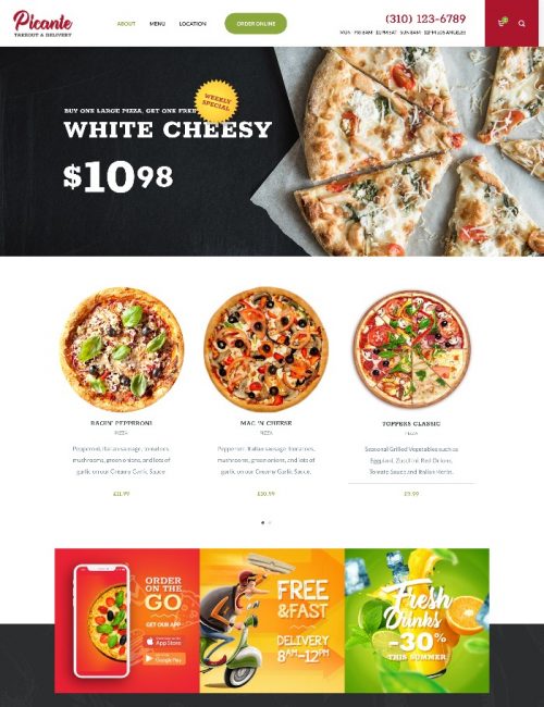 Mẫu Website Nhà Hàng Picante Pizza